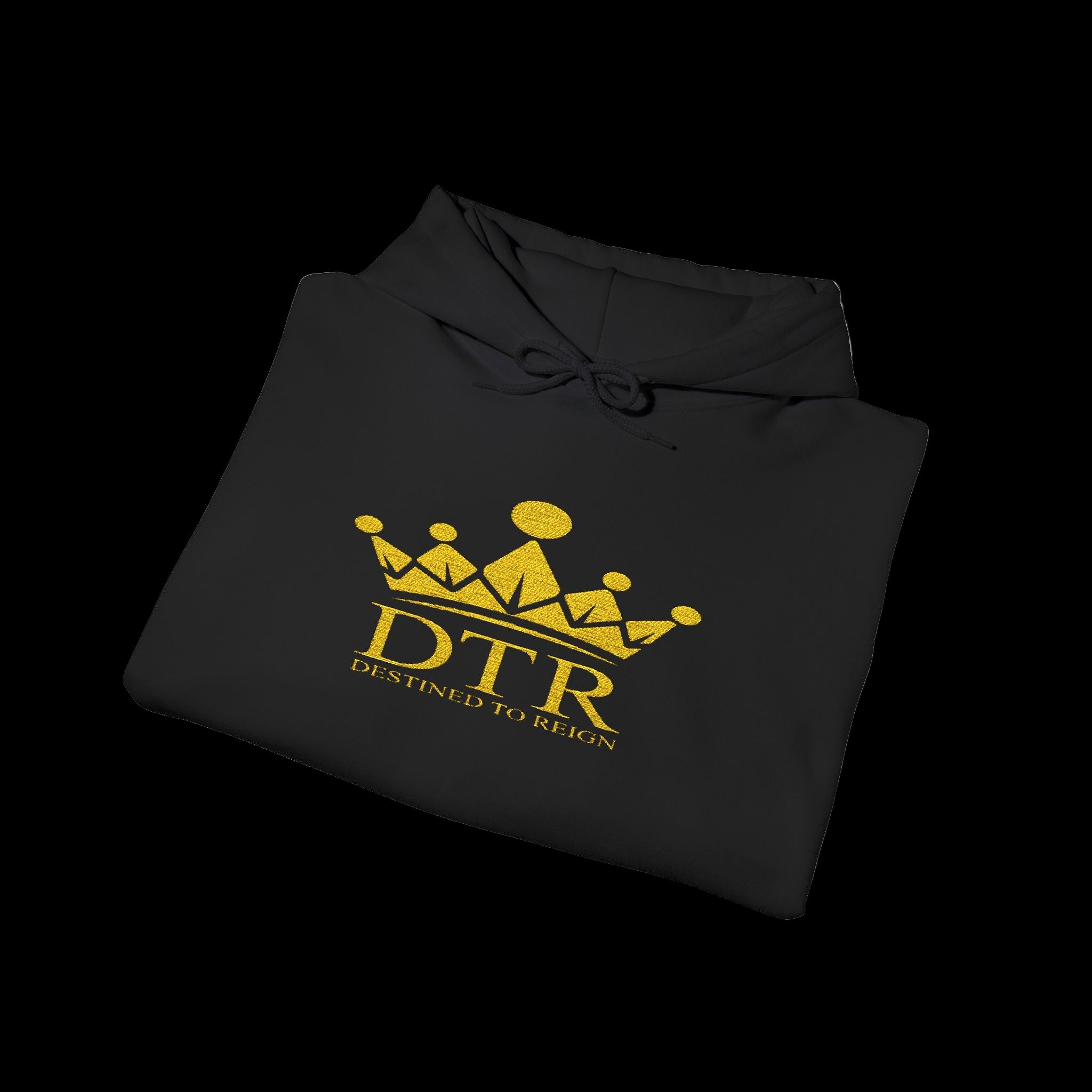Destined To Reign Crown Emblem Hoodie — Black / Gold Embroidery