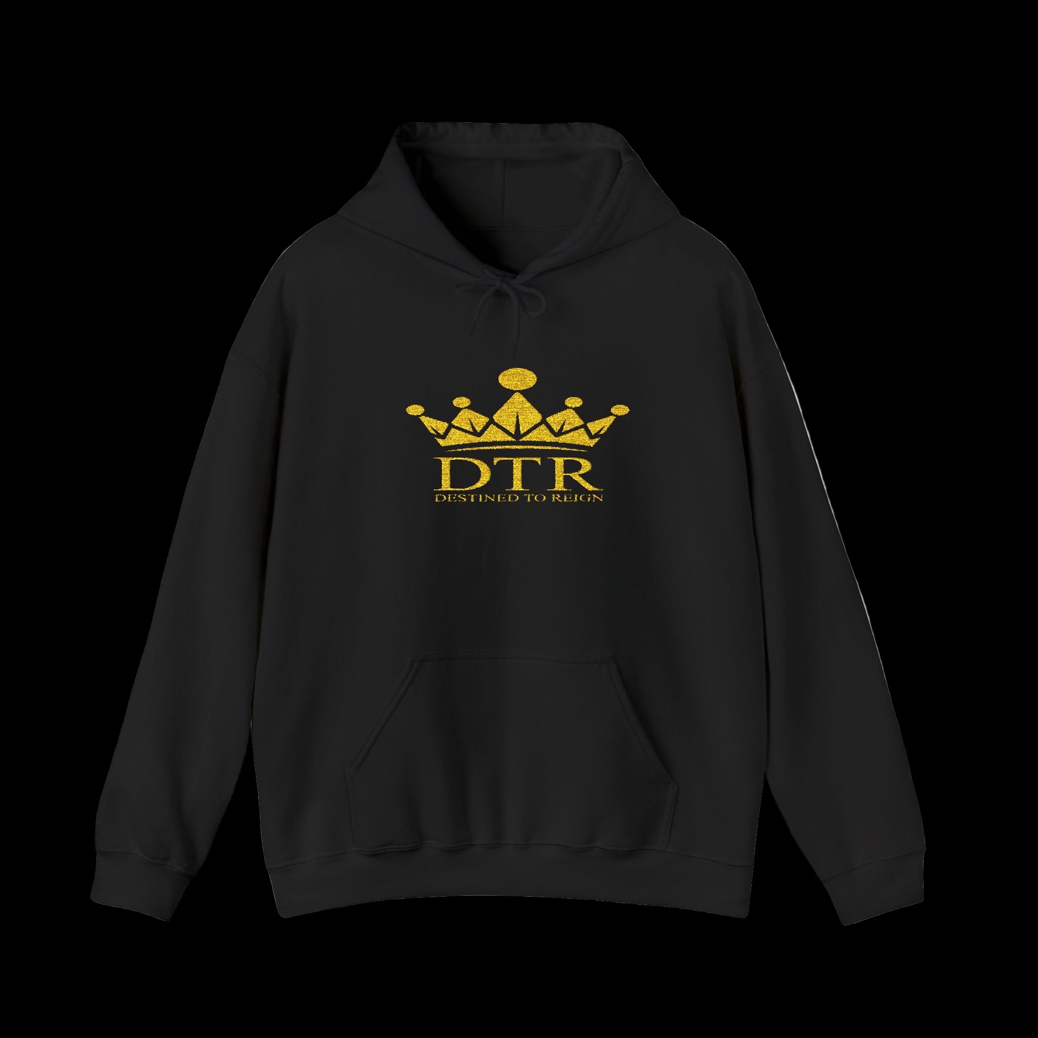 Destined To Reign Crown Emblem Hoodie — Black / Gold Embroidery