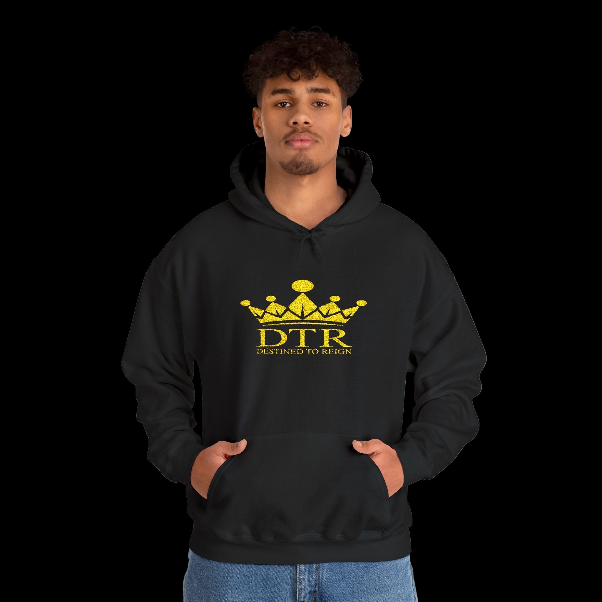 Destined To Reign Crown Emblem Hoodie — Black / Gold Embroidery