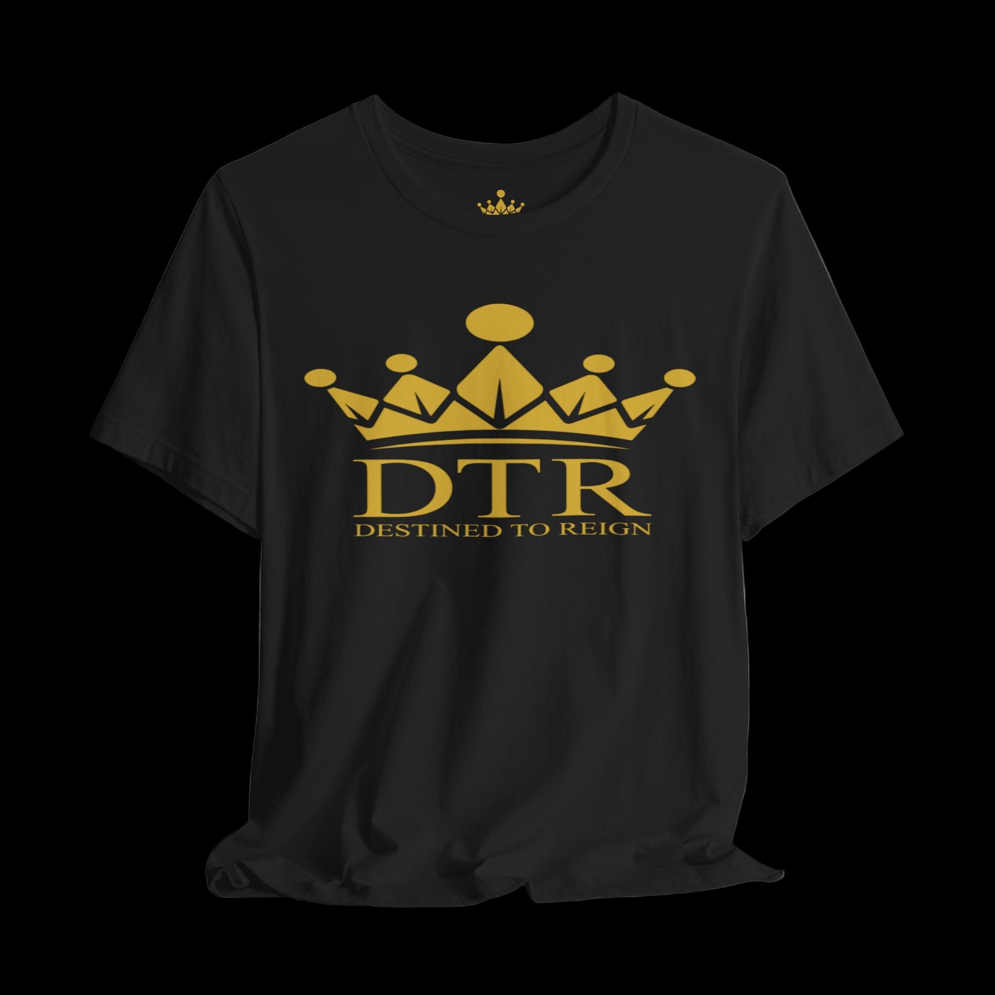 Destined To Reign Crown Emblem Tee — Black / Gold Logo