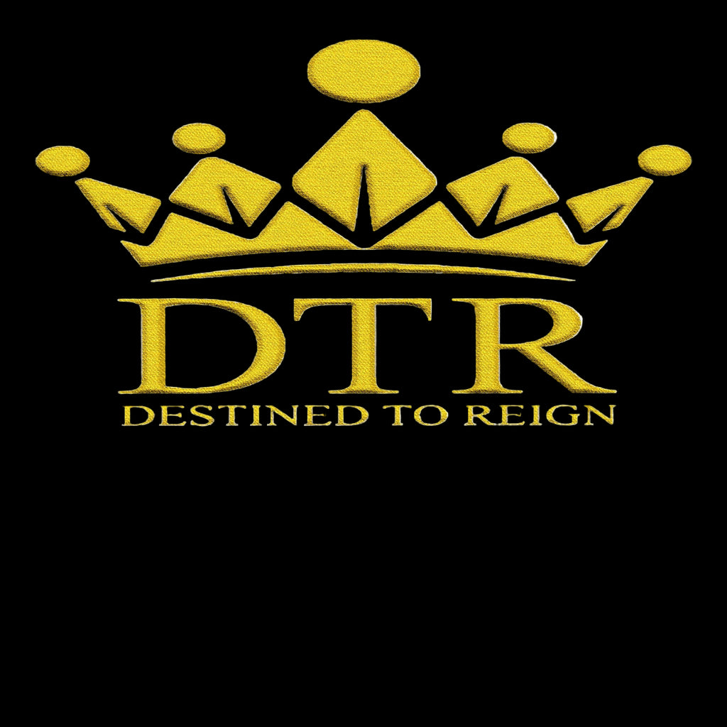 Destined To Reign Crown Emblem Hoodie — Black / Gold Embroidery