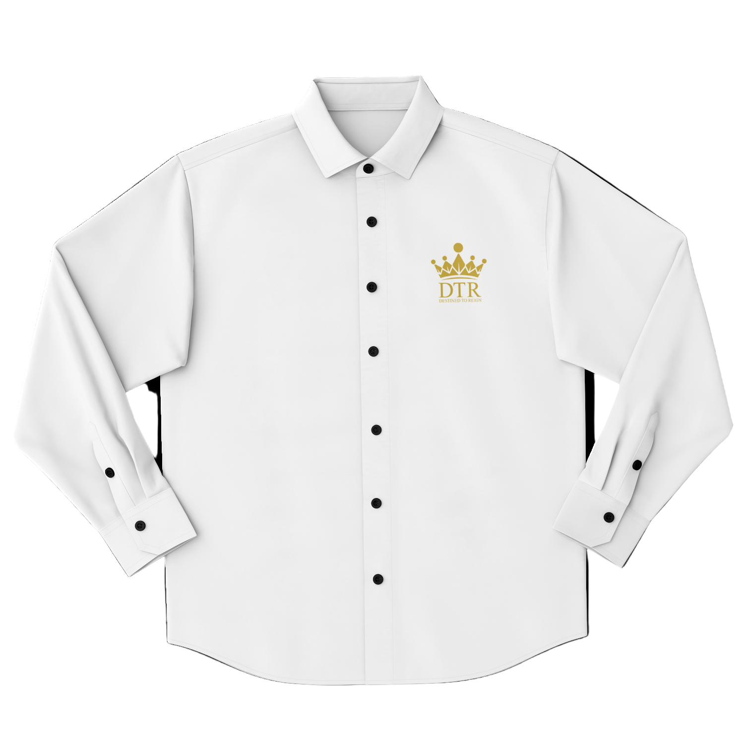 Destined To Reign Button Down Shirt – White & Gold Edition